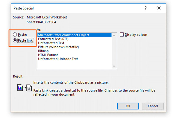 cách chèn file excel vào word